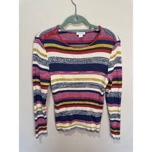 Sundance Striped Ribbed Long Sleeve Top In Multi Women's Size LP